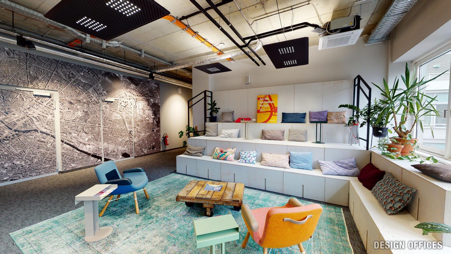A creative, start-up style workspace that creates opportunity for collaboration with clients
